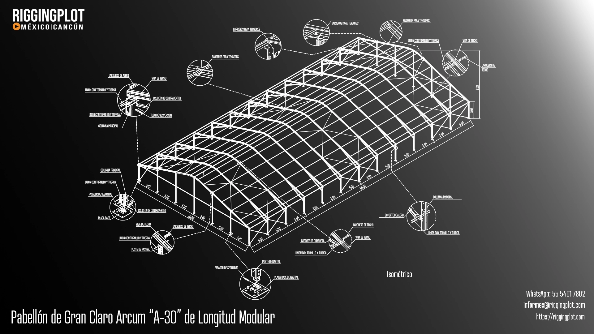 FICHA TÉCNICA CARPA ARCUM A-30 DE 30.00X60.00 MTS CANCÚN CON 8.59 MTS DE ALTURA MAX EN CANCÚN