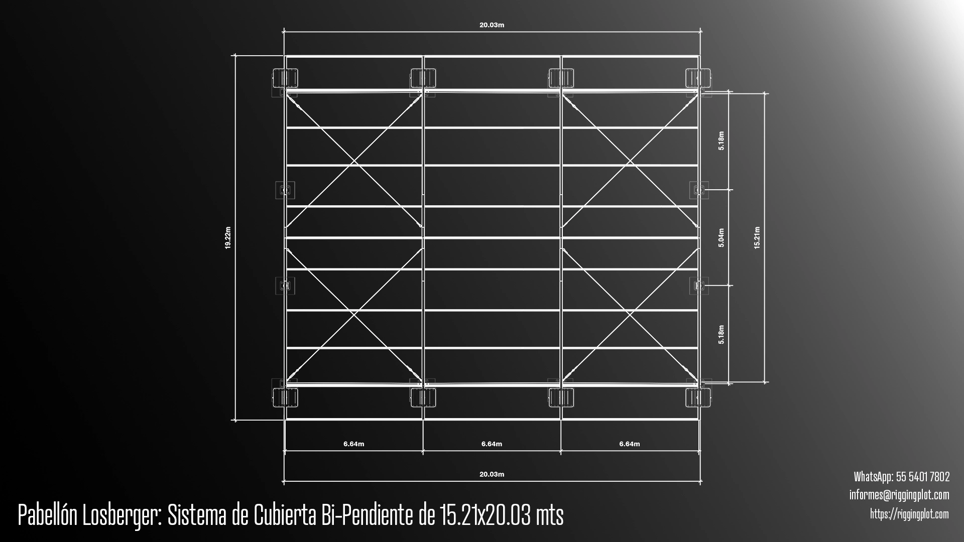 ficha tecnica carpa losberger 15.21 X 20.03 mts Riggingplot Cancún