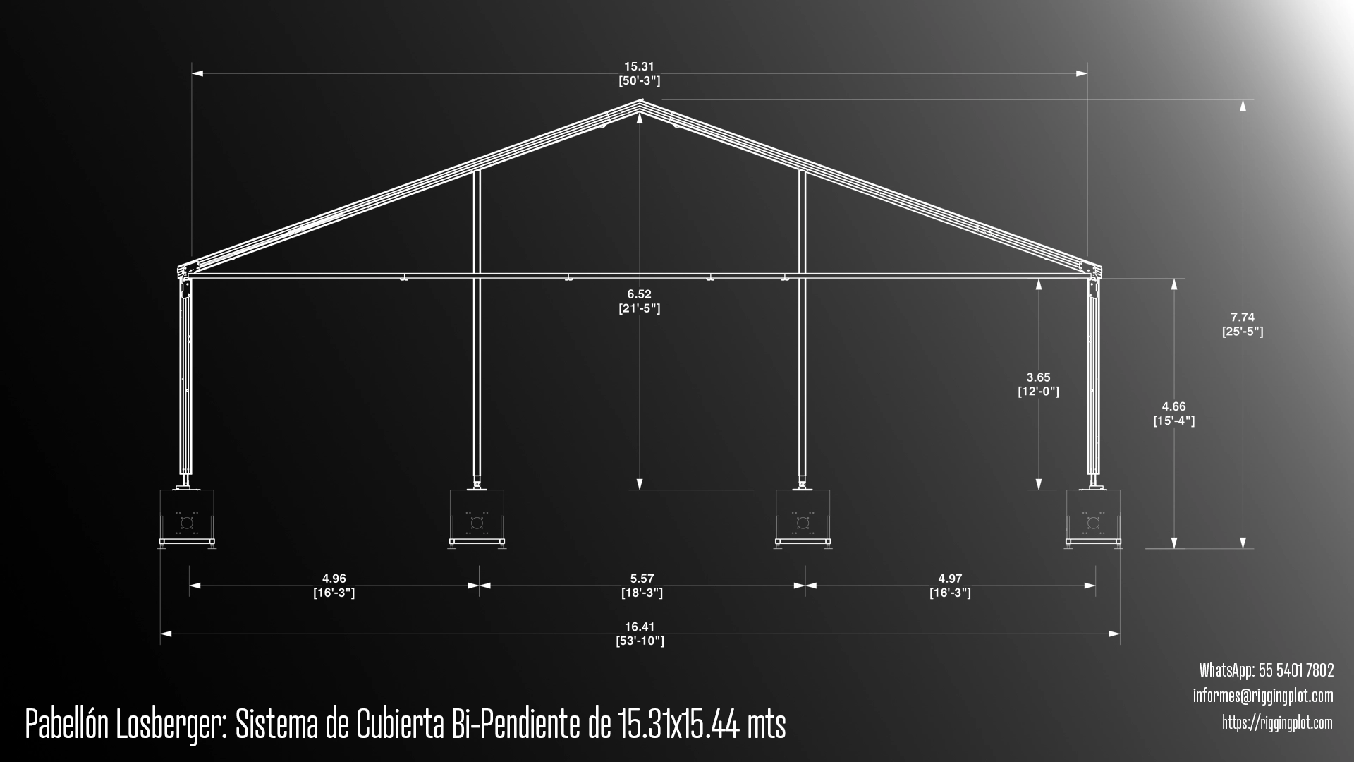 ficha técnica carpa losberger 15x15mts riggingplot cancún