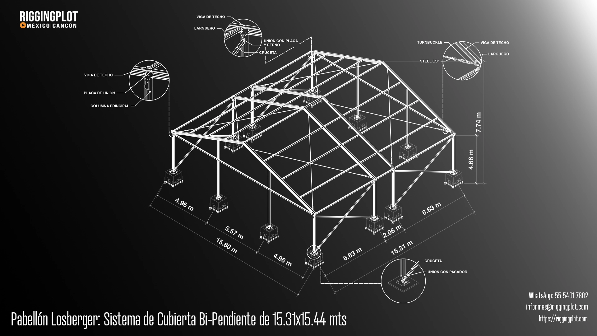 ficha técnica carpa losberger 15x15mts riggingplot cancún