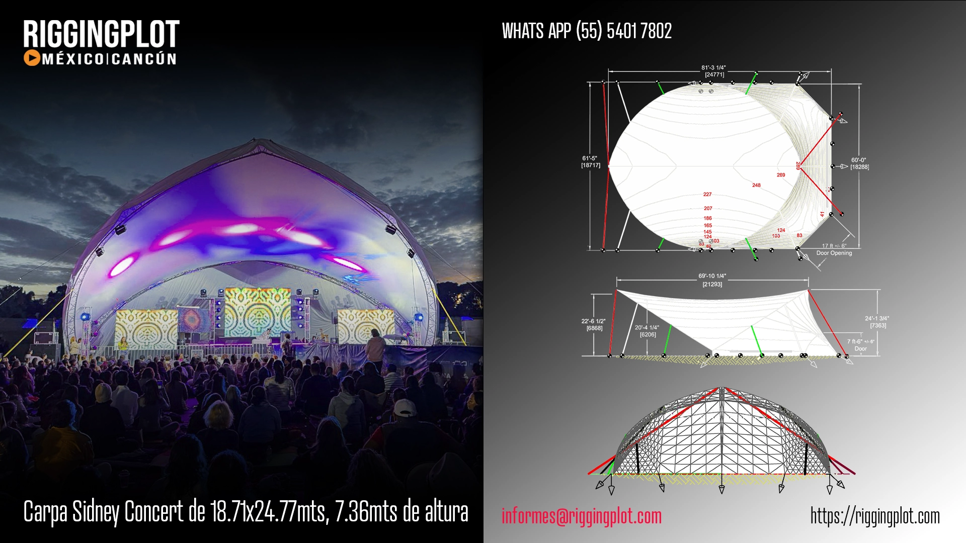 ficha tecnica carpa sidney concert riggingplot cancún