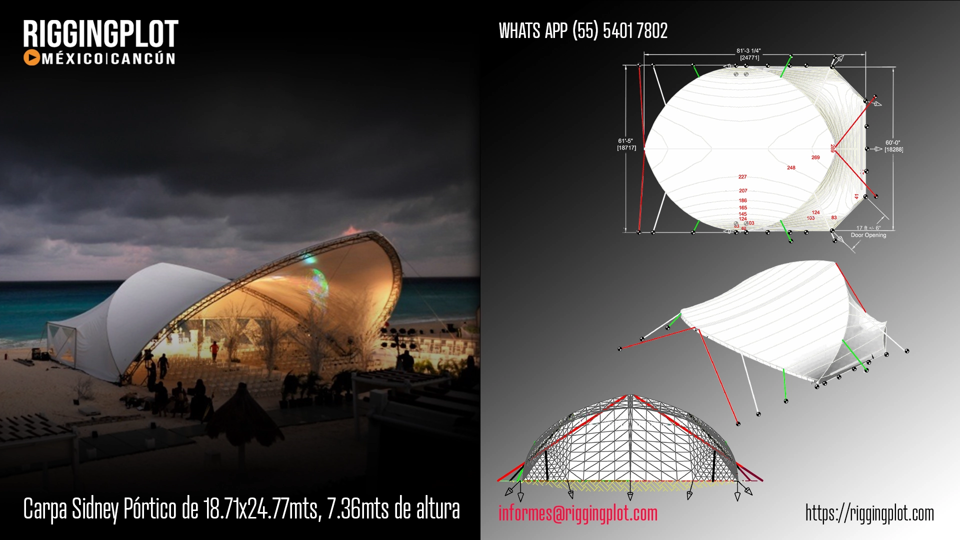 ficha tecnica carpa sidney portico riggingplot cancún