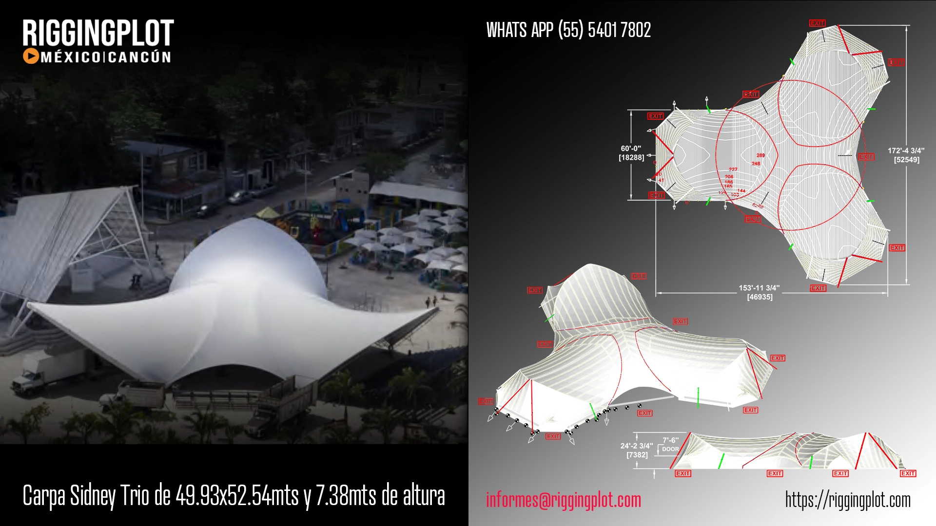 ficha tecnica carpa sidney trio riggingplot cancún
