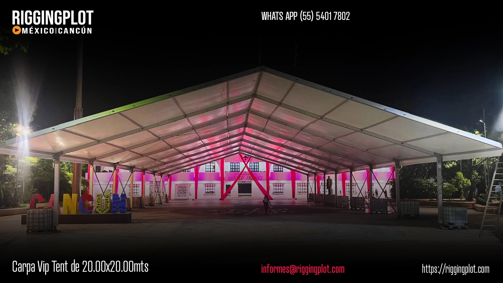 FICHA TÉCNICA CARPA VIP TENT 20.00X20.00 MTS EN CANCÚN