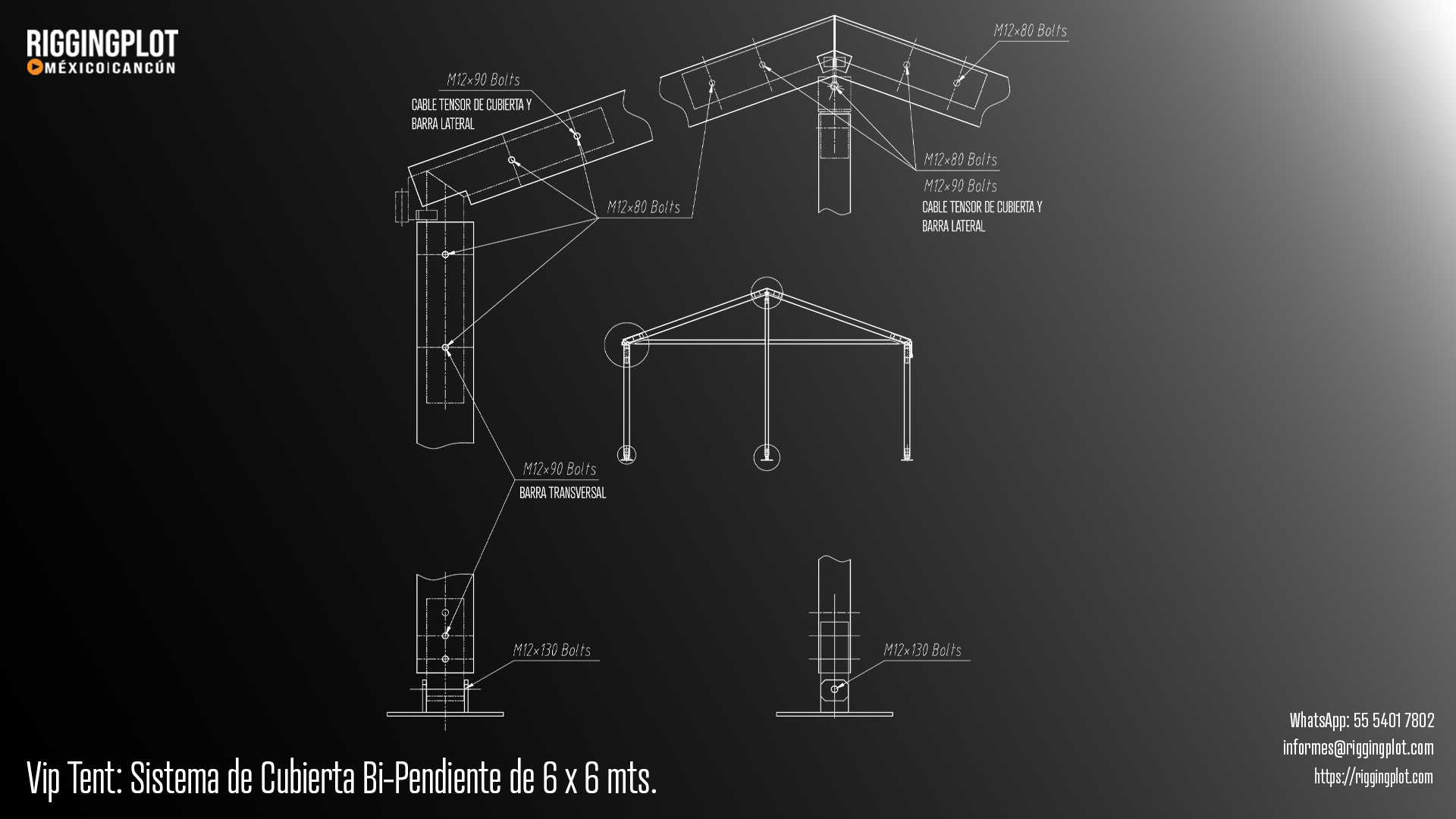 Carpa Losberger VIP Tent de 6.00 * 6.00 m con sistema de caída de agua bi pendiente en renta para eventos en Cancún.