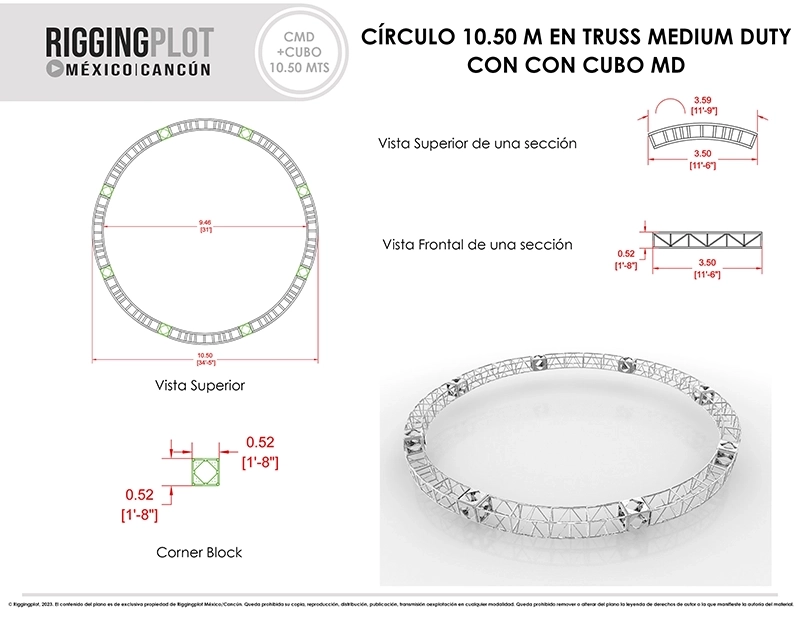 FICHA TÉCNICA TRUSS CIRCULAR MEDIUM DUTY DE 10.50MTS DÍAMETRO CANCÚN