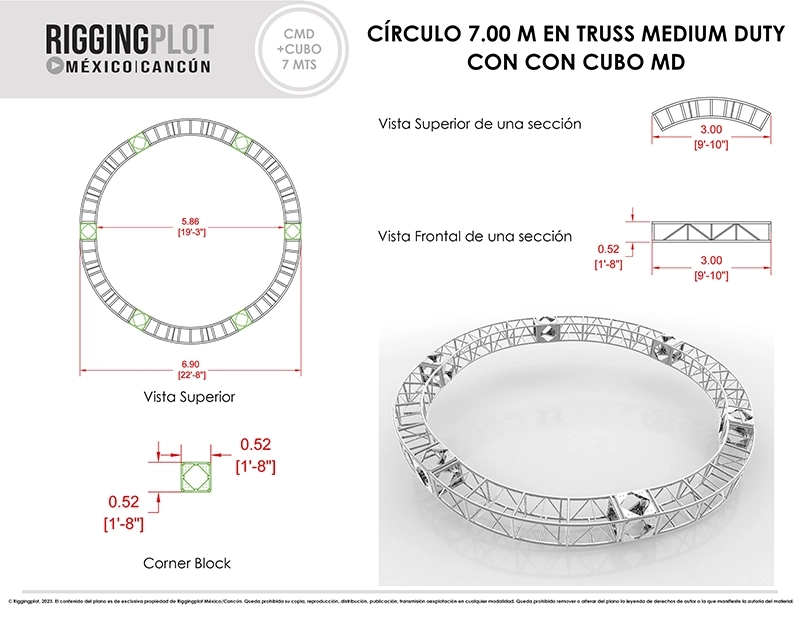 FICHA TÉCNICA TRUSS CIRCULAR MEDIUM DUTY DE 7.00MTS DÍAMETRO CANCÚN