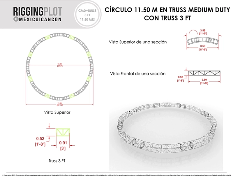 FICHA TÉCNICA TRUSS CIRCULAR MEDIUM DUTY DE 11.50MTS DÍAMETRO CANCÚN