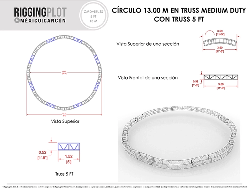 FICHA TÉCNICA TRUSS CIRCULAR MEDIUM DUTY DE 13.00MTS DÍAMETRO CANCÚN
