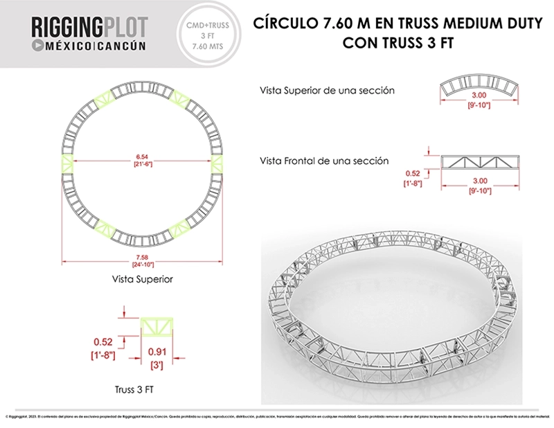 FICHA TÉCNICA TRUSS CIRCULAR MEDIUM DUTY DE 10.50MTS DÍAMETRO CANCÚN