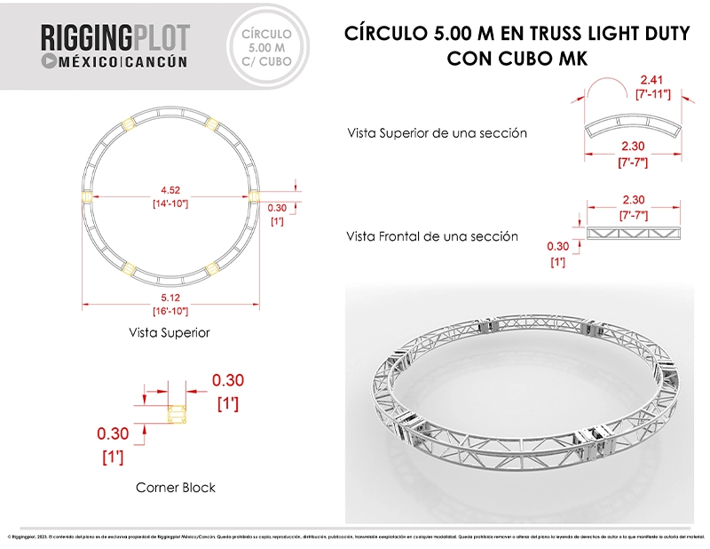 RENTA DE TRUSS CIRCULAR CMK + CUBO DE 5MTS DE DÍAMETRO PARA LA INDUSTRIA DEL ENTRETENIMIENTO EN CANCÚN, TULÚM, PLAYA DEL CARMEN, E ISLA MUEJERES