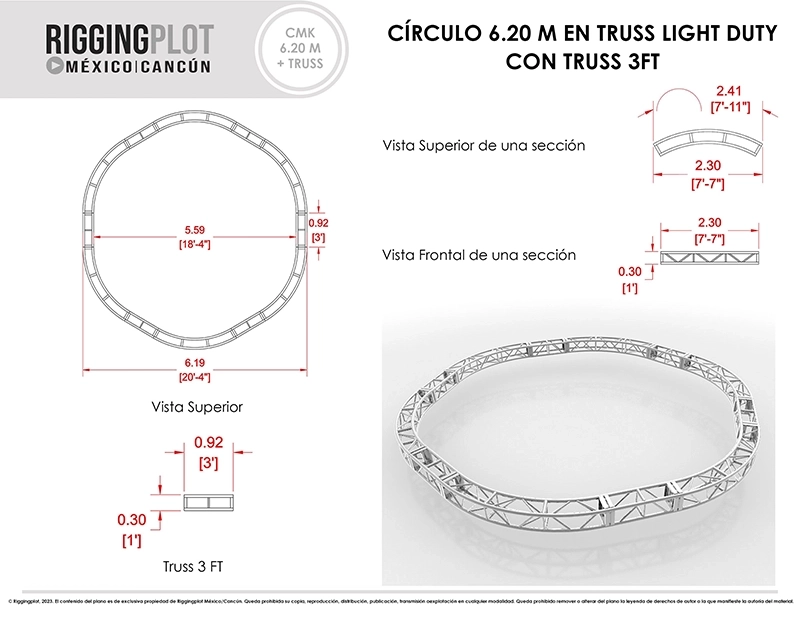 RENTA DE TRUSS CIRCULAR CMK + TRUSS 6.2MTS DE DÍAMETRO PARA LA INDUSTRIA DEL ENTRETENIMIENTO EN CANCÚN, TULÚM, PLAYA DEL CARMEN, E ISLA MUEJERES