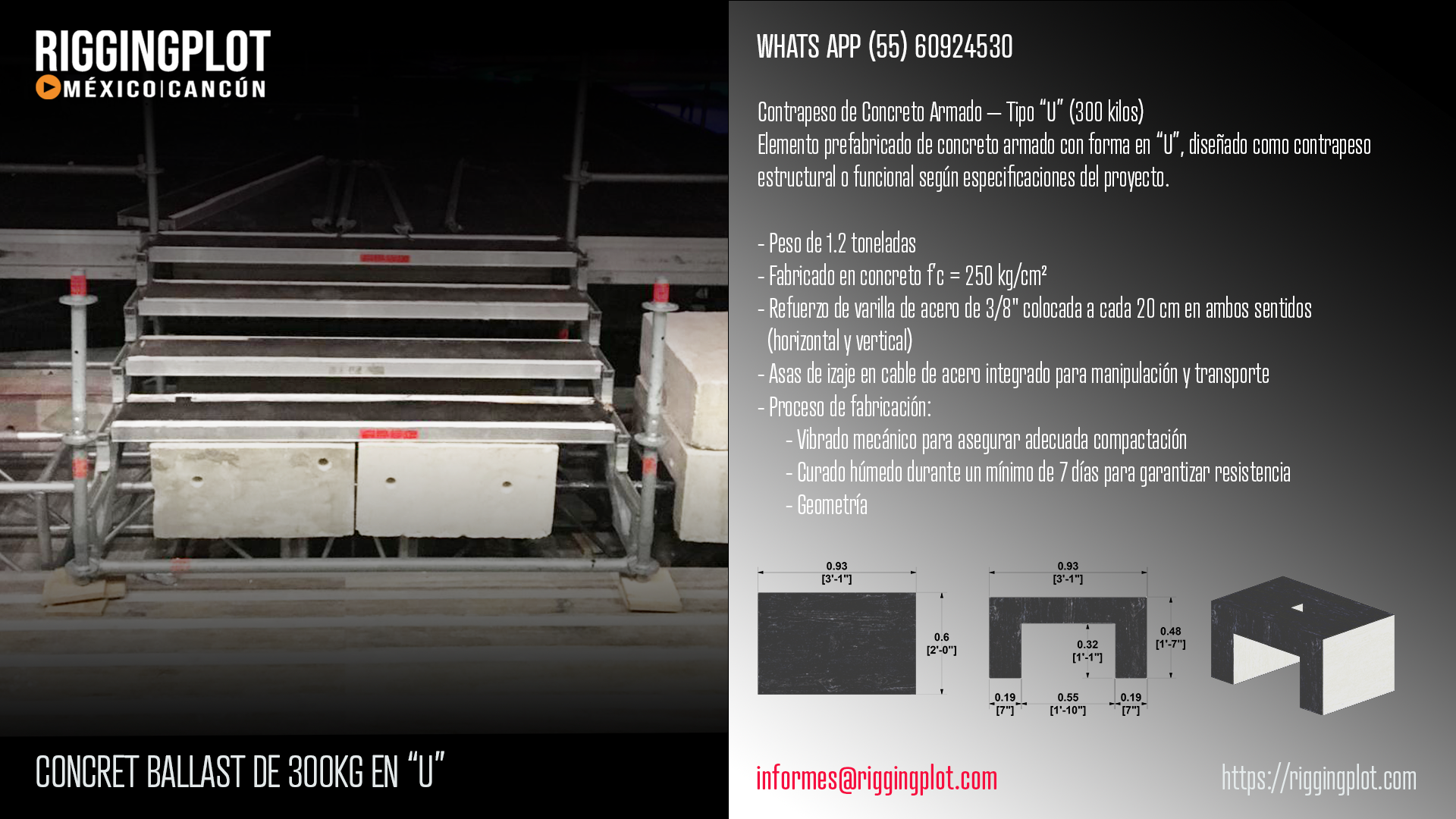 RENTA DE CONCRET BALLAST DE 300KG EN U