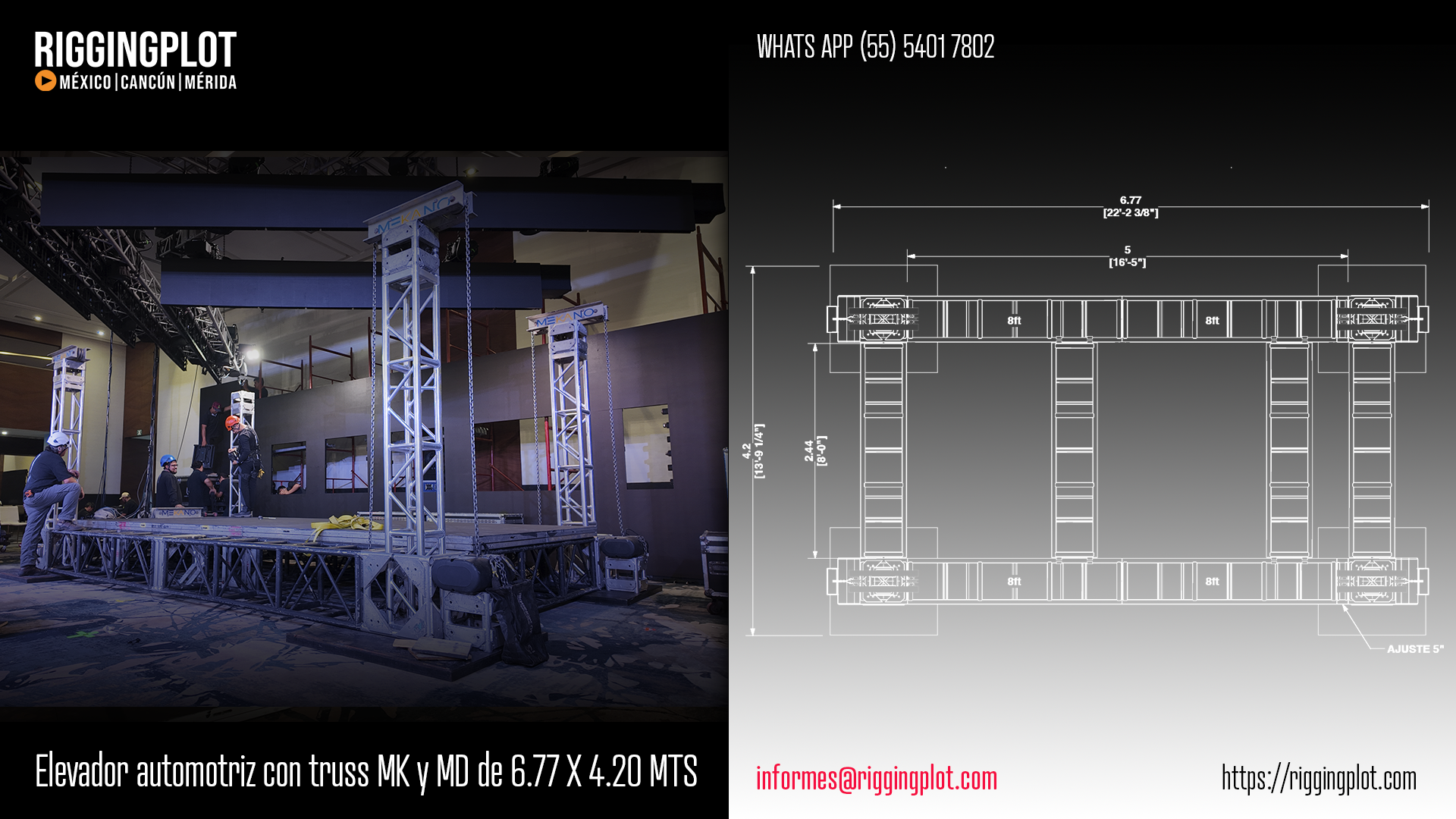 ESTRUCTURA DE ALUMINIO MD DE 6.77 x 4.20 MTS CON PLACA BASE PARA EL MONTAJE DE ESCENARIOS, HOSPITALITYS, ACTIVACIONES, ETC. PARA EVENTOS POLITICOS, CULTURALES Y/O DEPORTIVOS