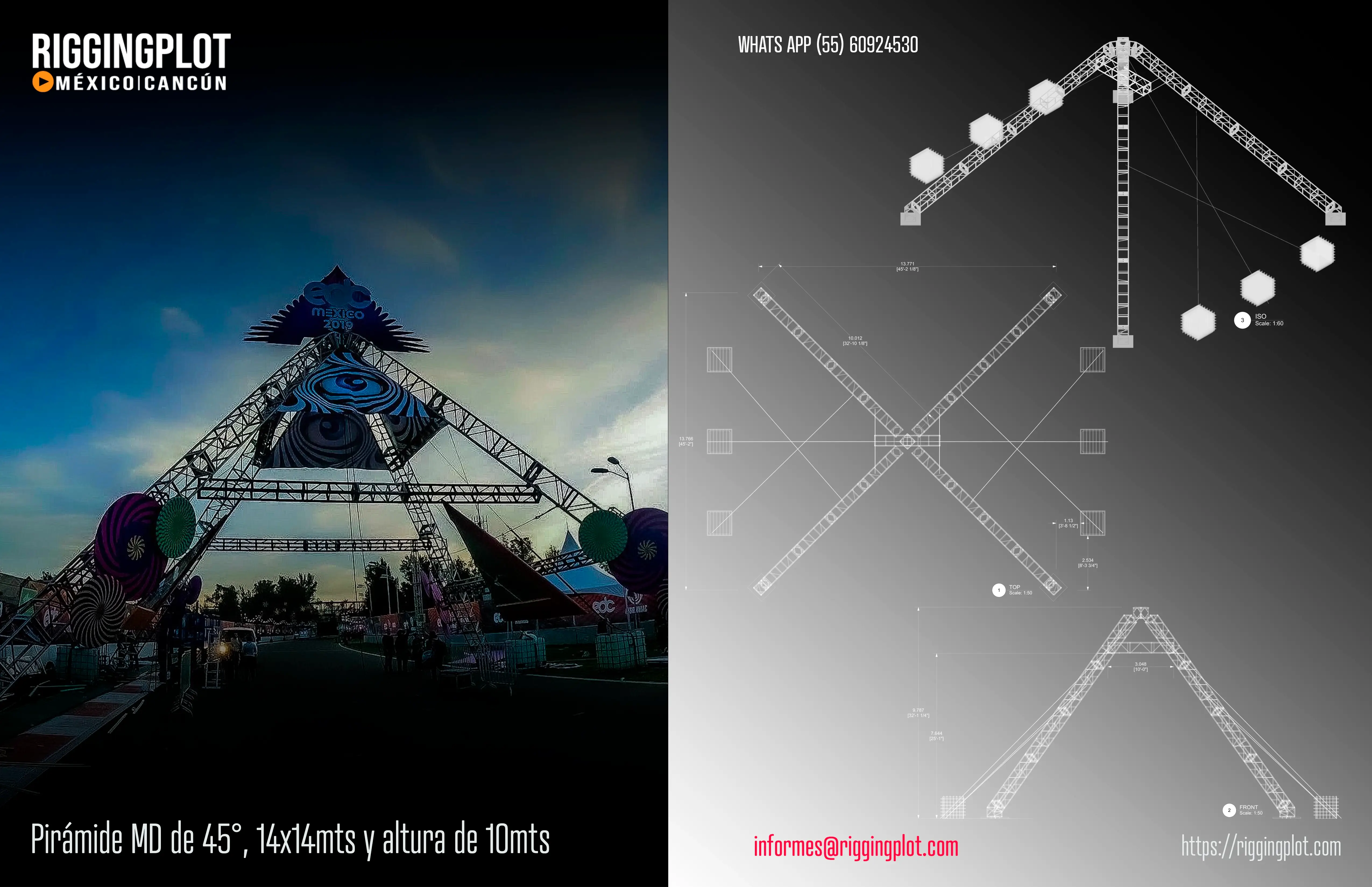 Ficha técnica de piramide de truss en Cancún