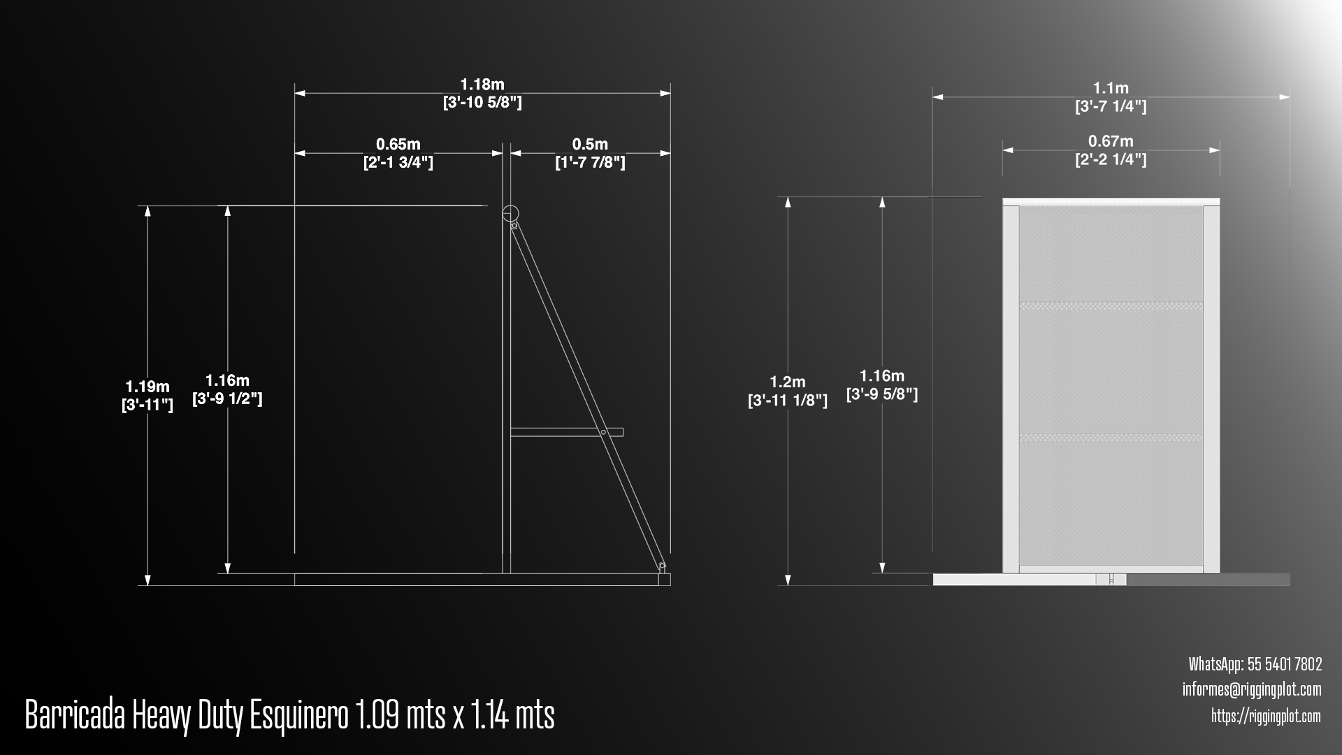 Barricada Heavy Duty Esquinero 1.09 x 1.14 mts fabricada en aluminio de alta resistencia, ideal para seguridad y control en eventos masivos.