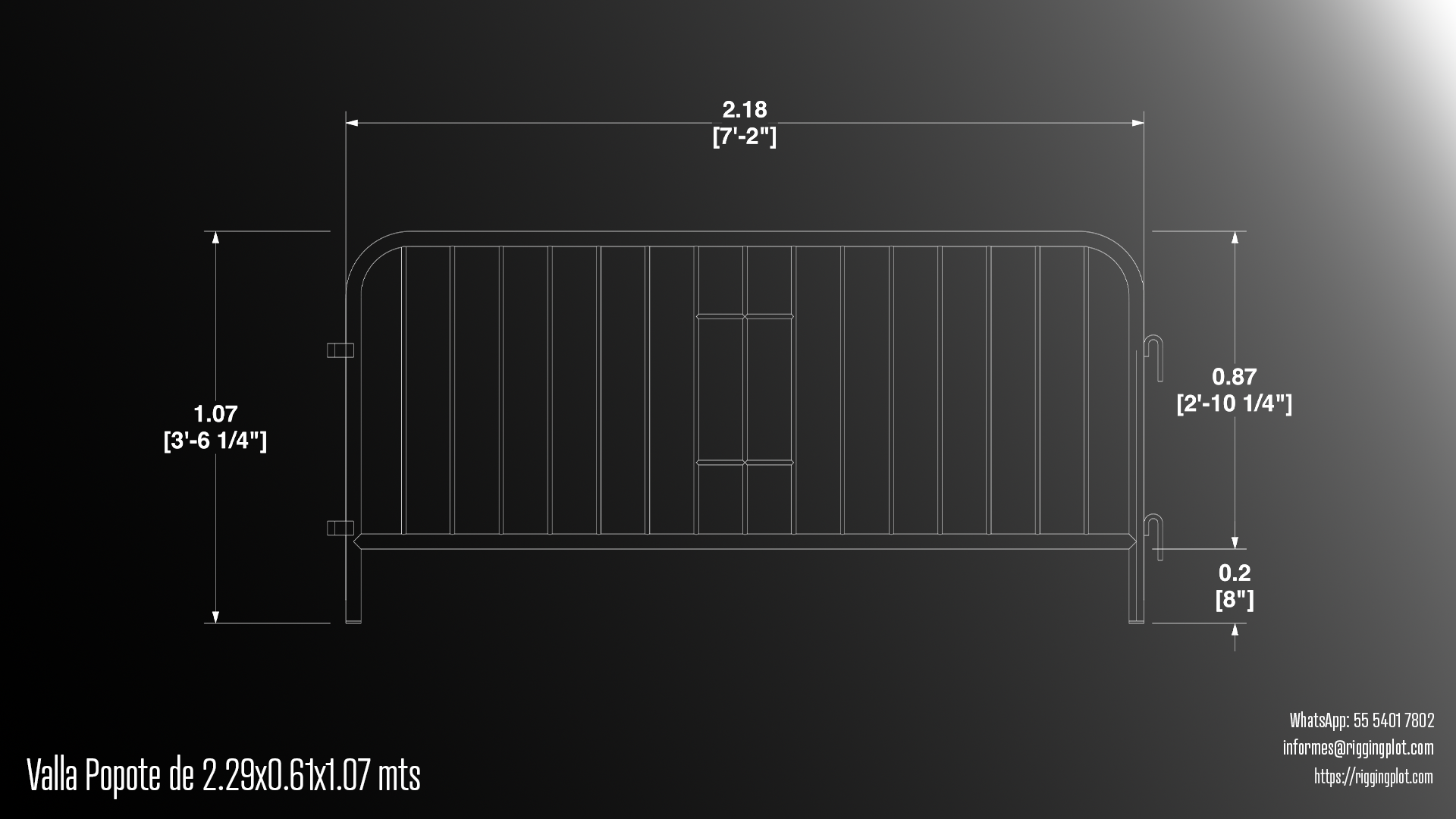 La valla popote  2.29 x 1.07 mts está diseñada para brindar seguridad y control de público en conciertos, festivales y eventos masivos. Fabricada en aluminio de alta resistencia, ofrece durabilidad, fácil instalación y una integración eficiente con sistemas de contención profesional.