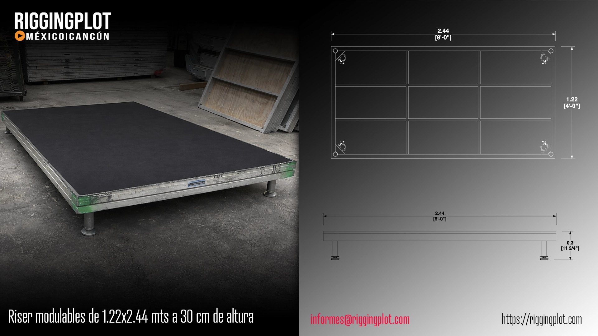 RENTA DE RISERS 30CM EN CANCÚN PARA ESCENARIOS, BACKLINE