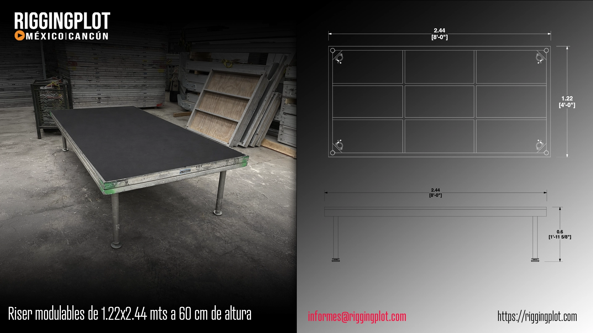 RENTA DE RISERS 60CM EN CANCÚN PARA ESCENARIOS, BACKLINE