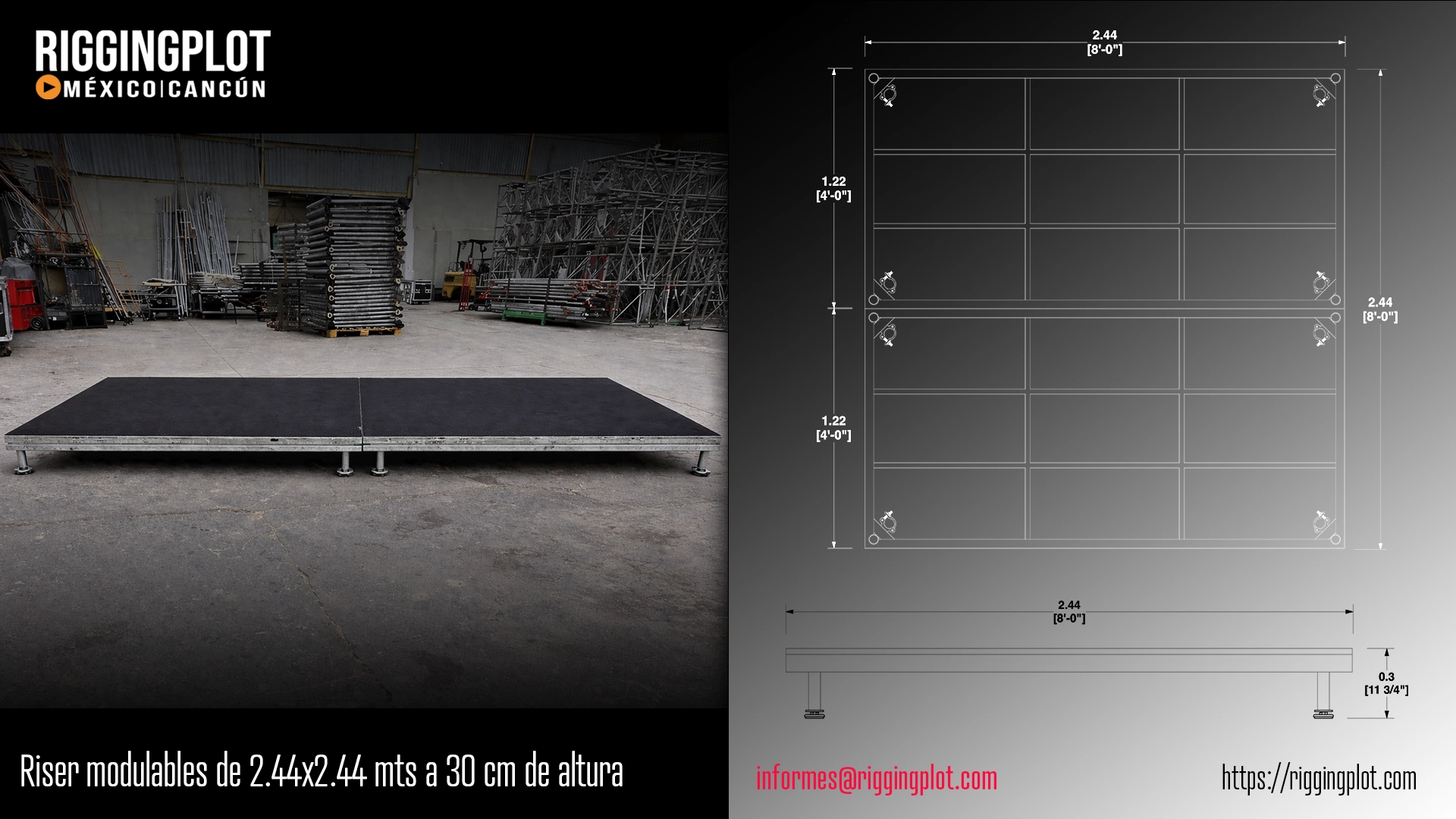RENTA DE RISERS 30CM EN CANCÚN PARA ESCENARIOS, BACKLINE