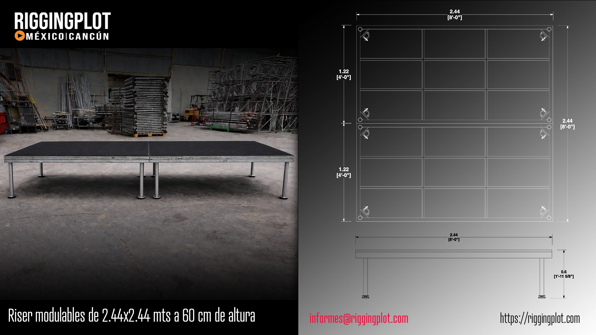 RENTA DE RISERS 60CM EN CANCÚN PARA ESCENARIOS, BACKLINE