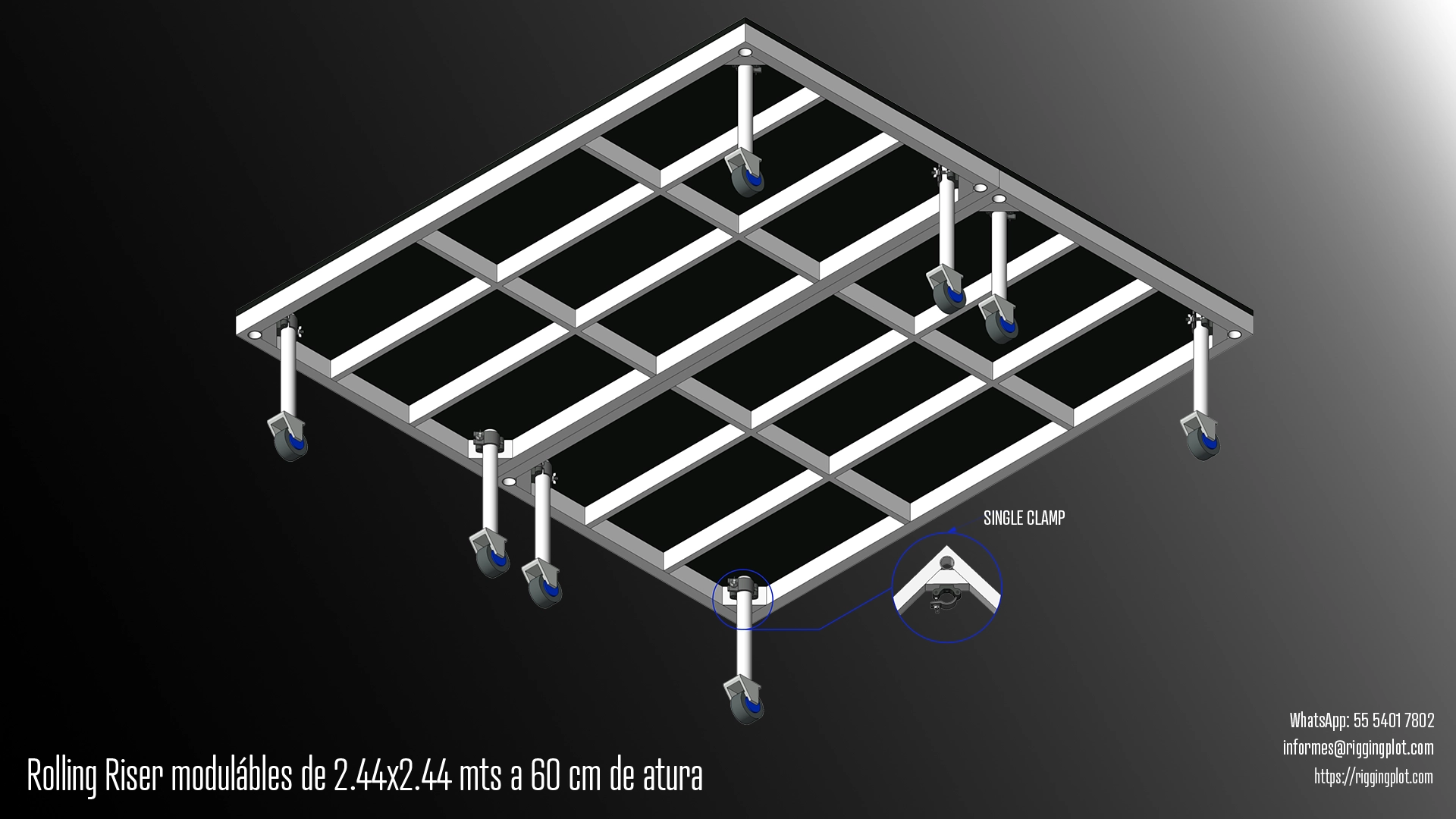 RENTA DE ROLLING RISERS 60CM EN CANCÚN PARA ESCENARIOS, BACKLINE