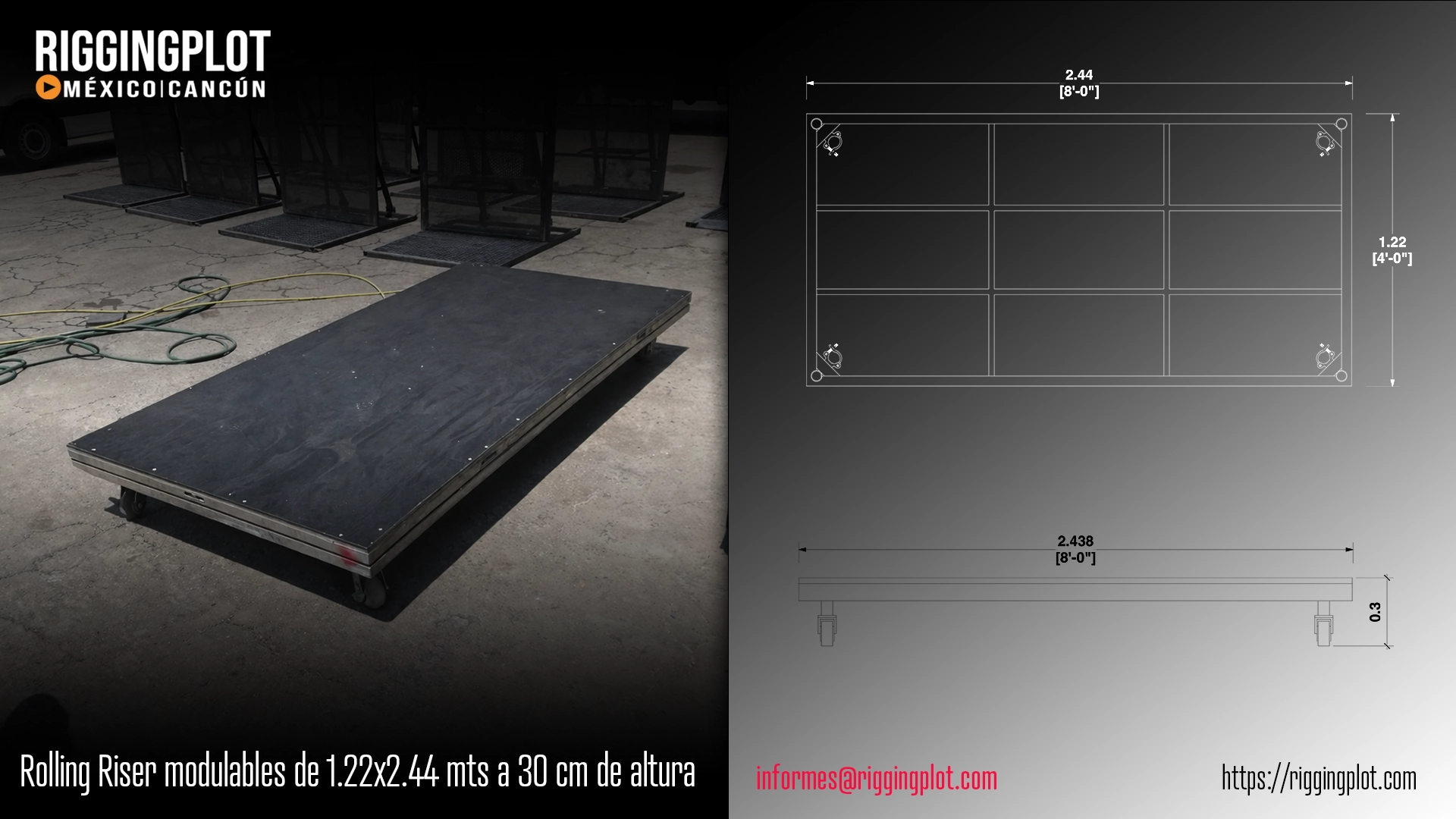 RENTA DE ROLLING RISERS 30CM EN CANCÚN PARA ESCENARIOS, BACKLINE