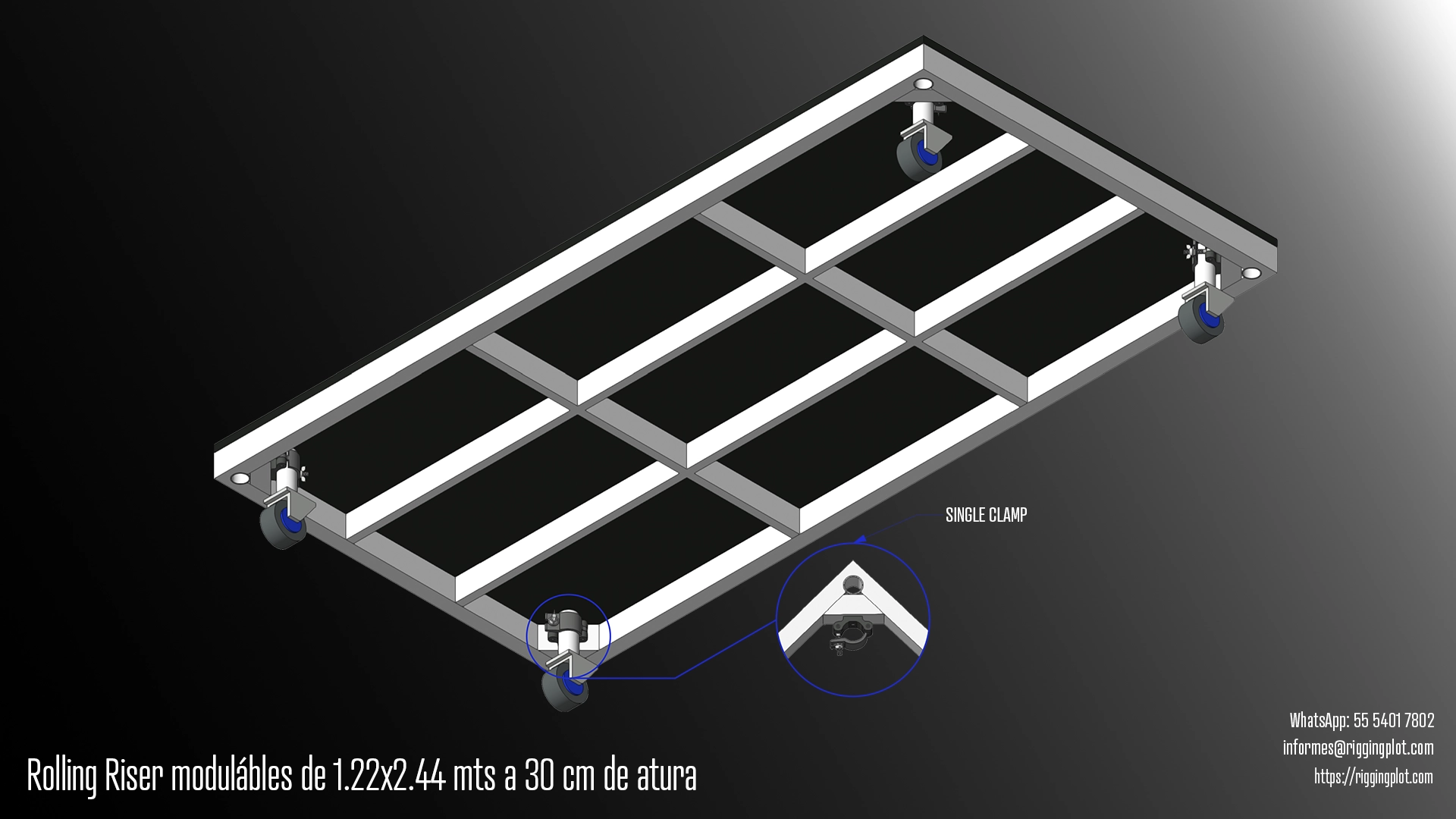 RENTA DE ROLLING RISERS 30CM EN CANCÚN PARA ESCENARIOS, BACKLINE