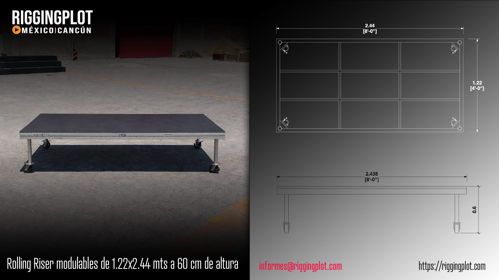 RENTA DE ROLLING RISERS 60CM EN CANCÚN PARA ESCENARIOS, BACKLINE