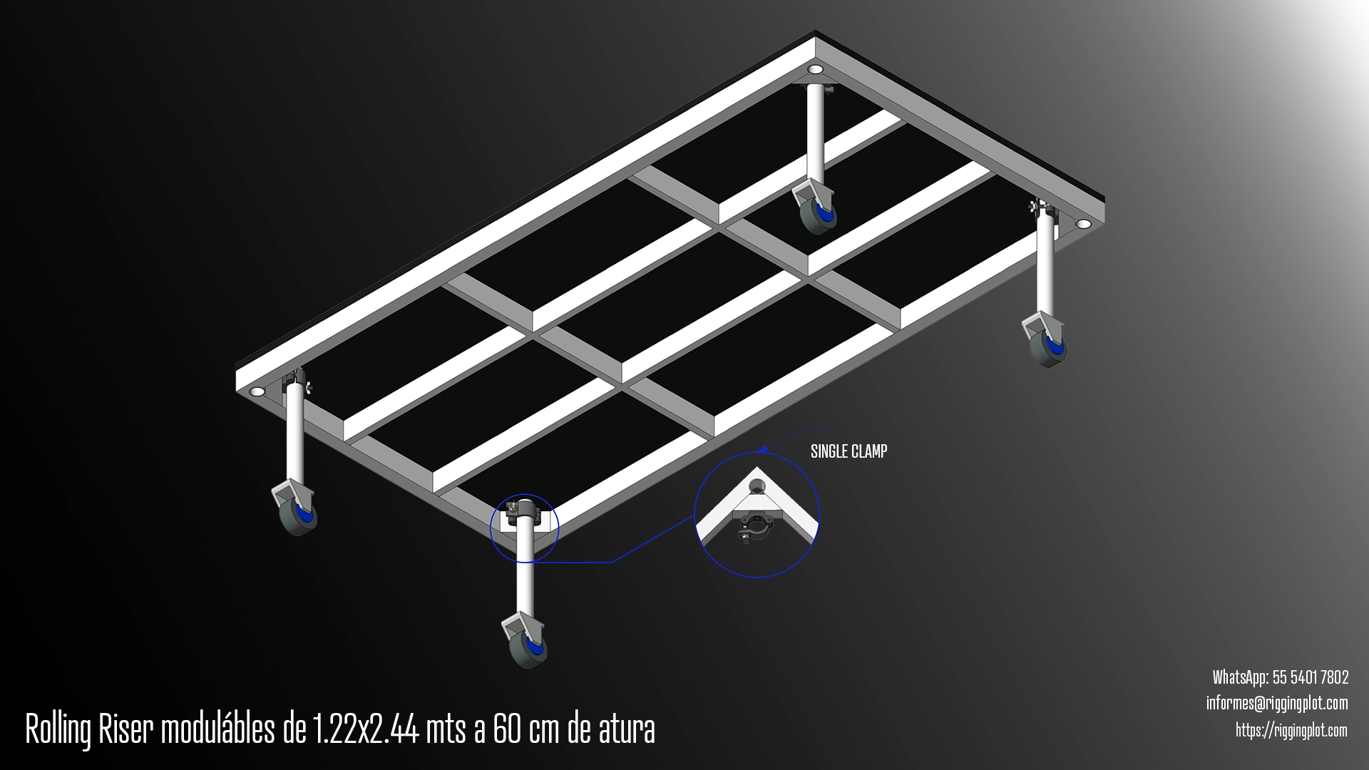 RENTA DE ROLLING RISERS 60CM EN CANCÚN PARA ESCENARIOS, BACKLINE