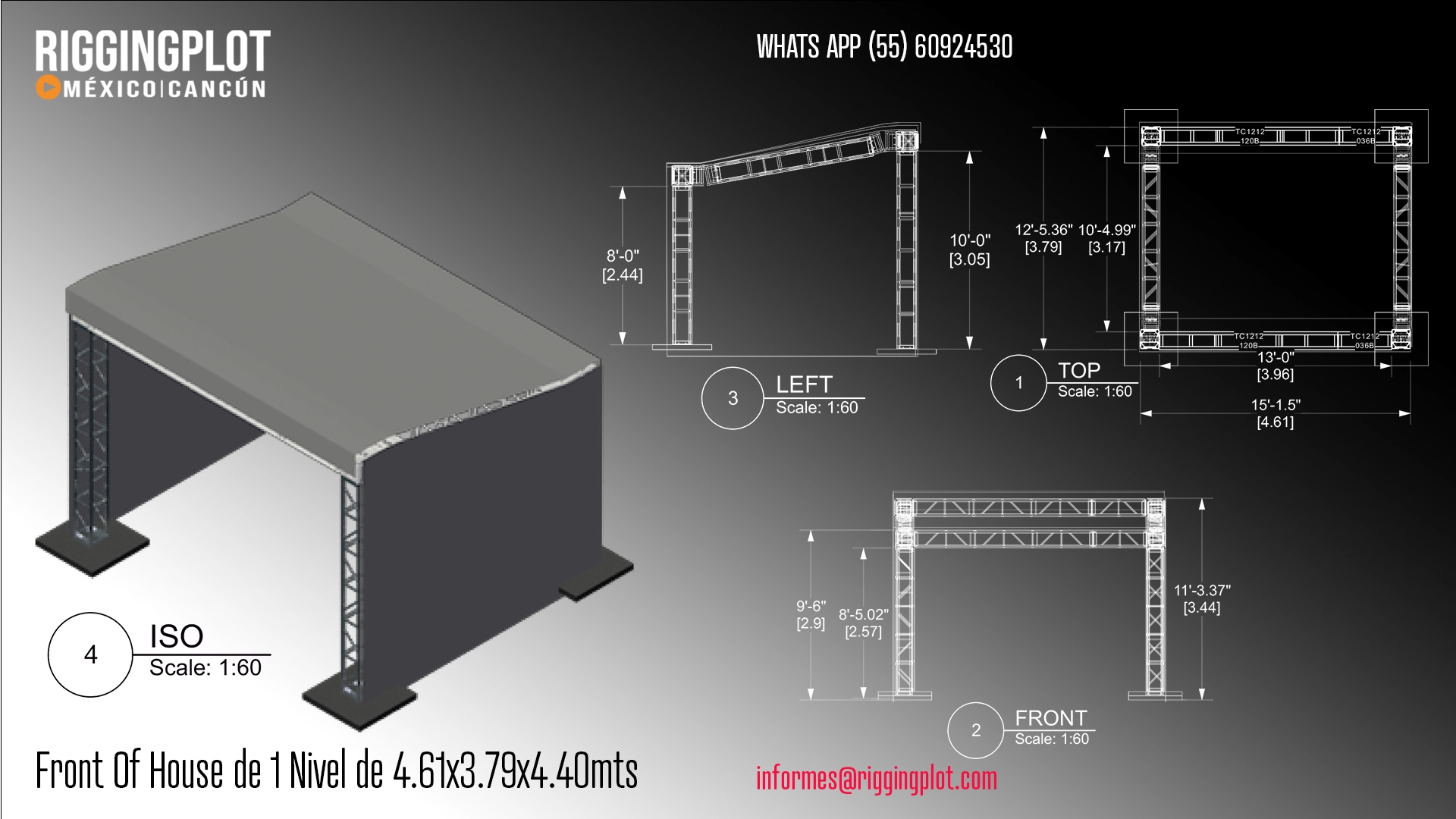 FICHA TÉCNICA F.O.H. MK DE 4.61X3.79X4.40MTS DE 1 NIVEL CANCÚN