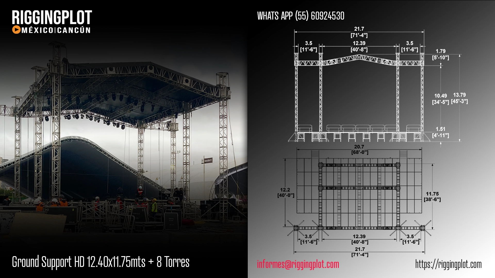 ficha técnica ground support hd 12.40x11.75mtS 8torres riggingplot cancún