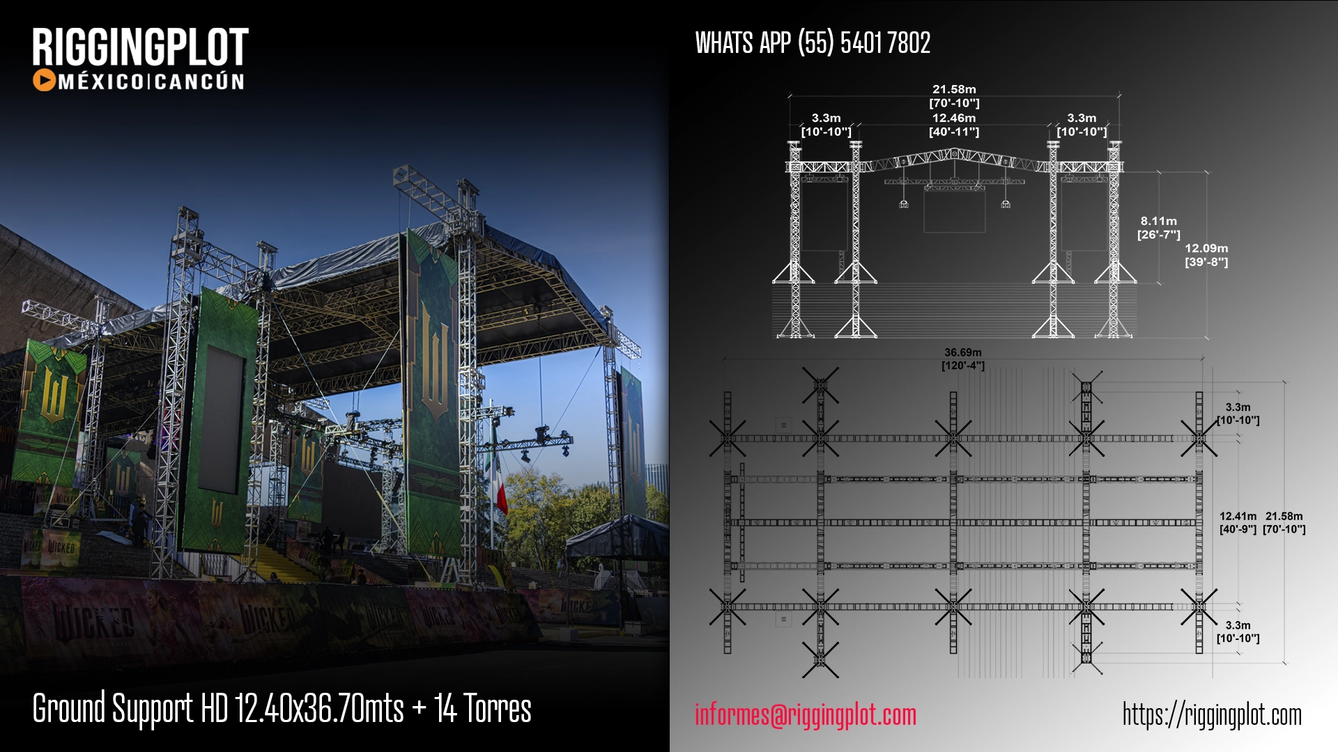 RENTA DE GS HD PREMIERE DE 12.40X36.70MTS CON 14 TORRES CANCÚN