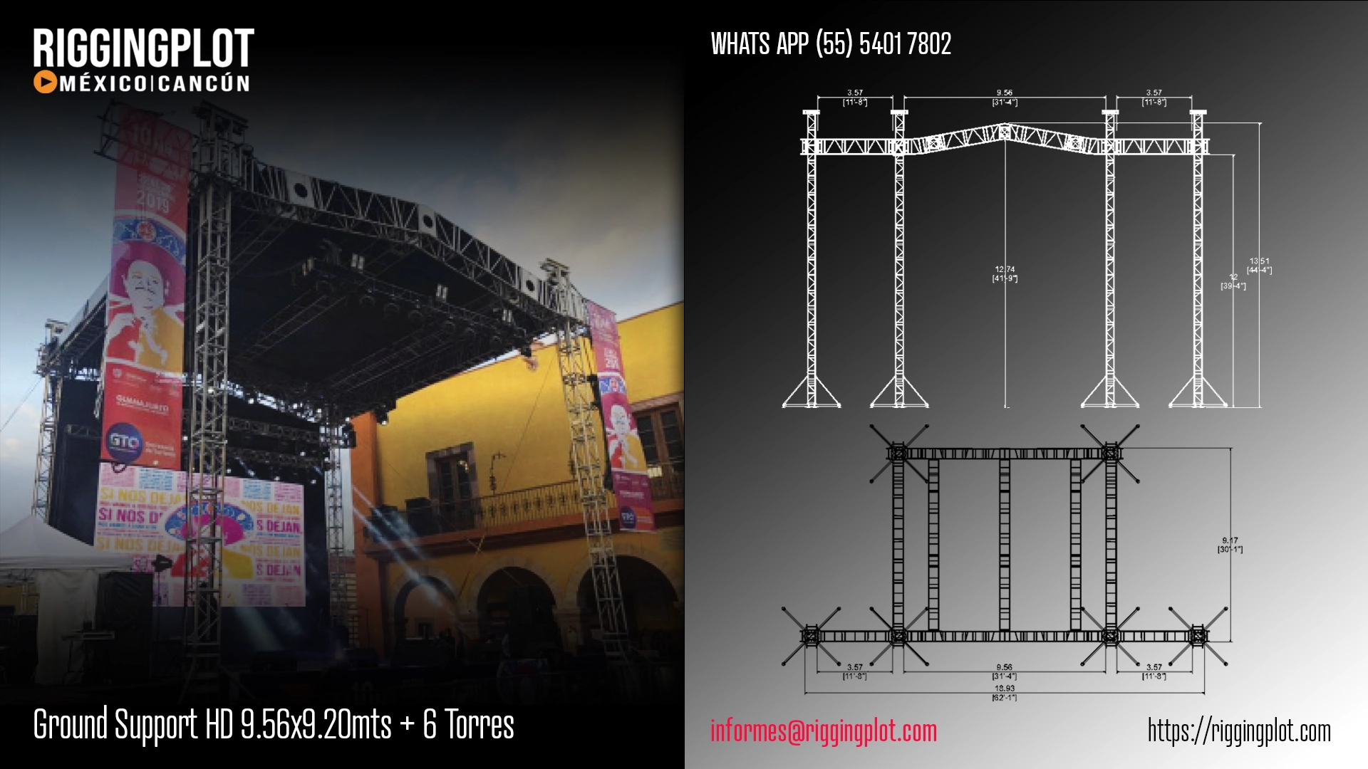 ficha técnica ground support whd 9.56x9.20mts riggingplot cancún
