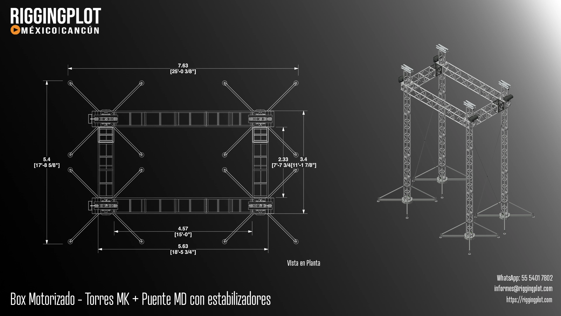 ficha técnica ground support md 4.57 x 2.33 mts riggingplot Cancún
