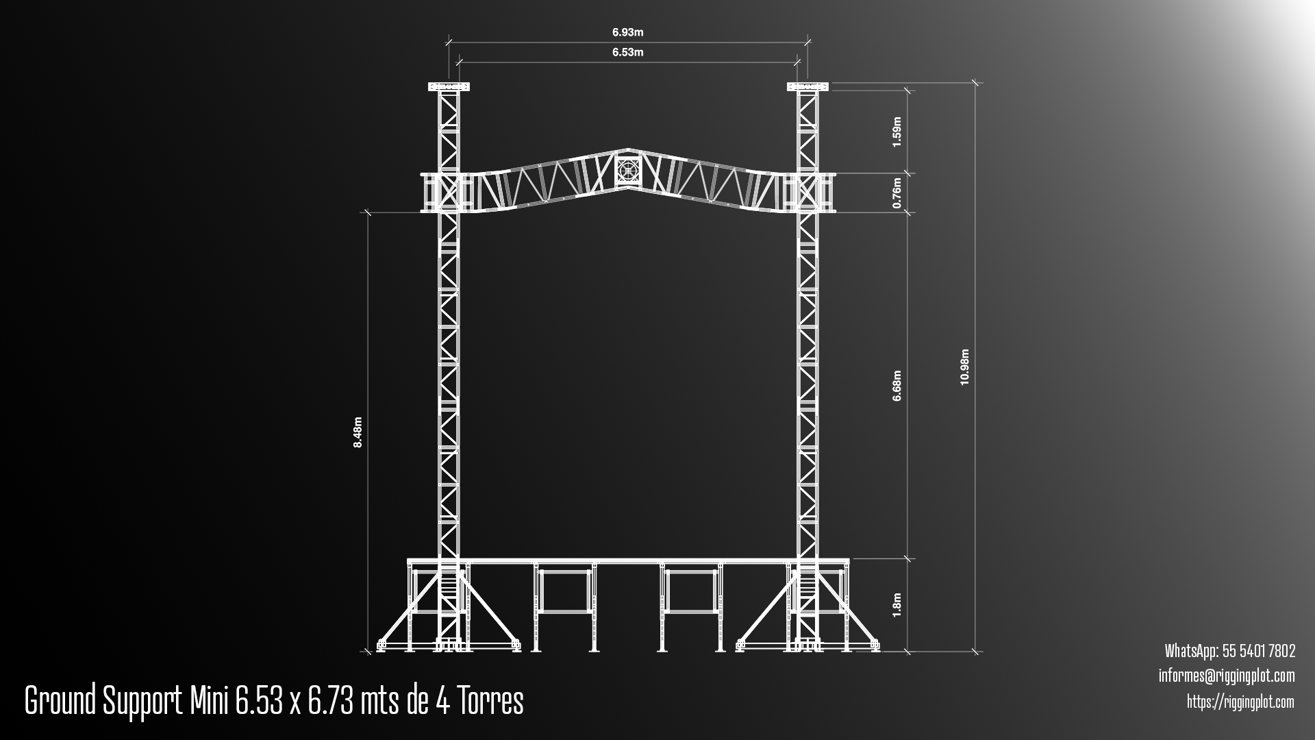 ficha técnica ground support md 4.57 x 2.33 mts riggingplot Cancún