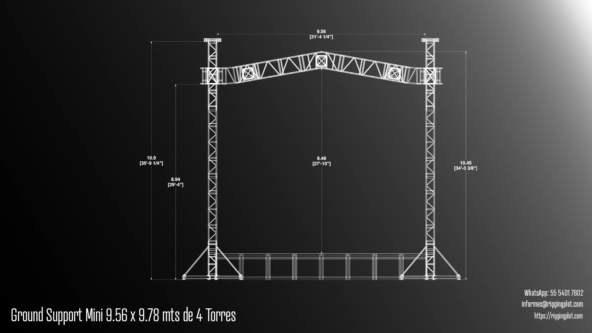ficha técnica ground support md 9.56x9.78 mts Riggingplot Cancún