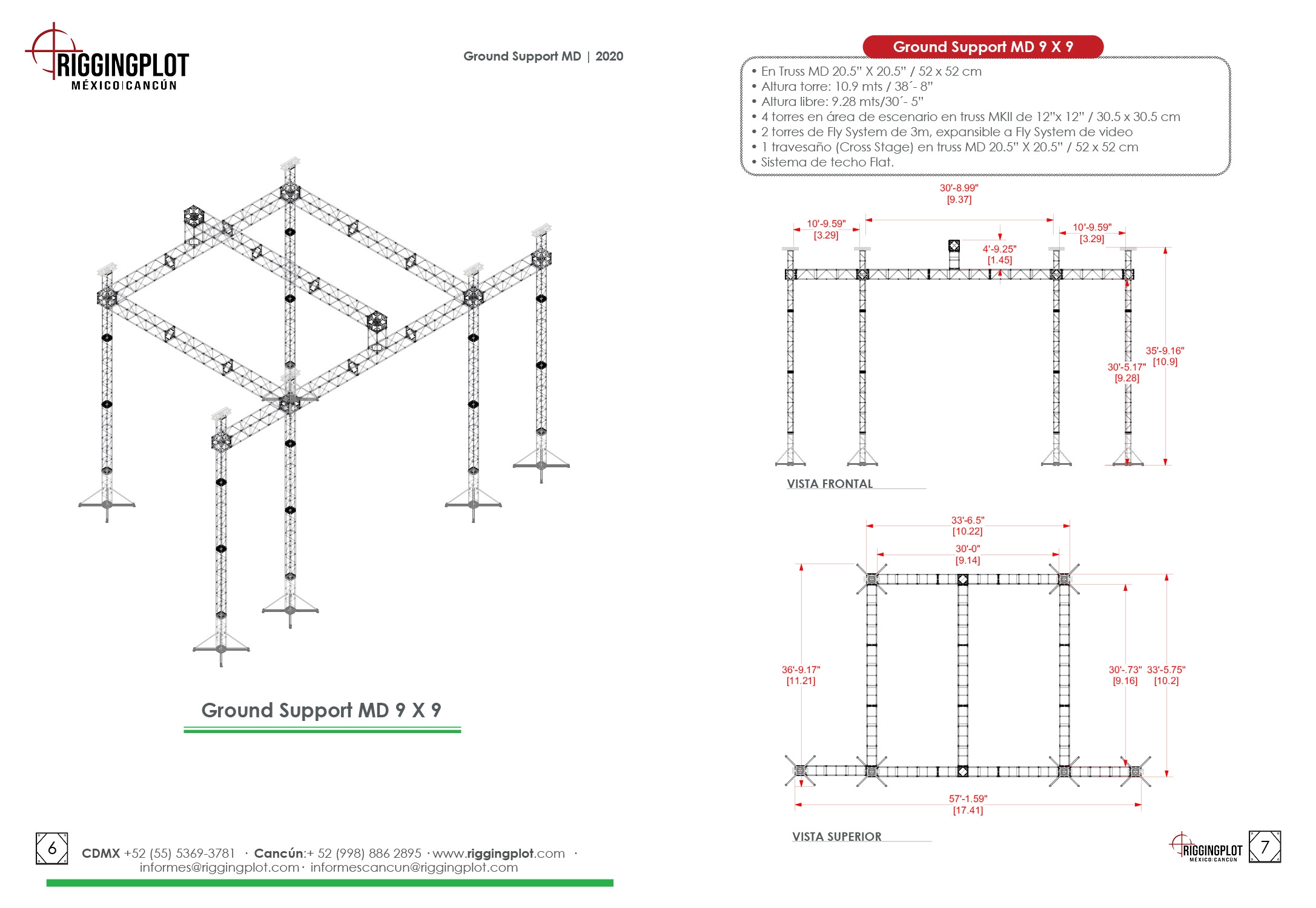 FICHA TÉCNICA GROUND SUPPORT MEDIUM DUTY 9.14X9.16MTS DE 6 TORRES CANCÚN