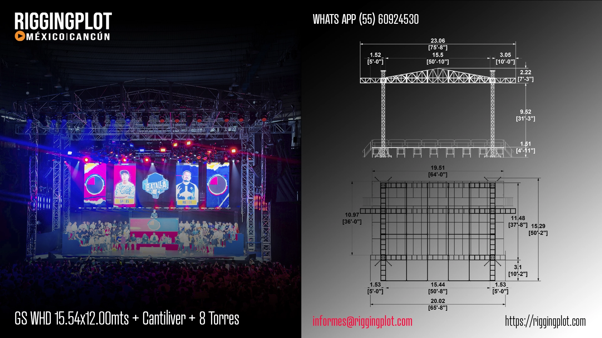 RENTA DE GROUND SUPPORT WHD 15.54x12.00 CON CANTILIVER DE 6 TORRES CANCÚN