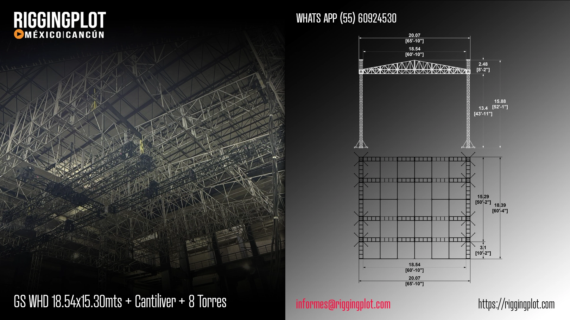RENTA DE GROUND SUPPORT WHD 18.54X15.30MTS CON CANTILIVER DE 8 TORRES CANCÚN