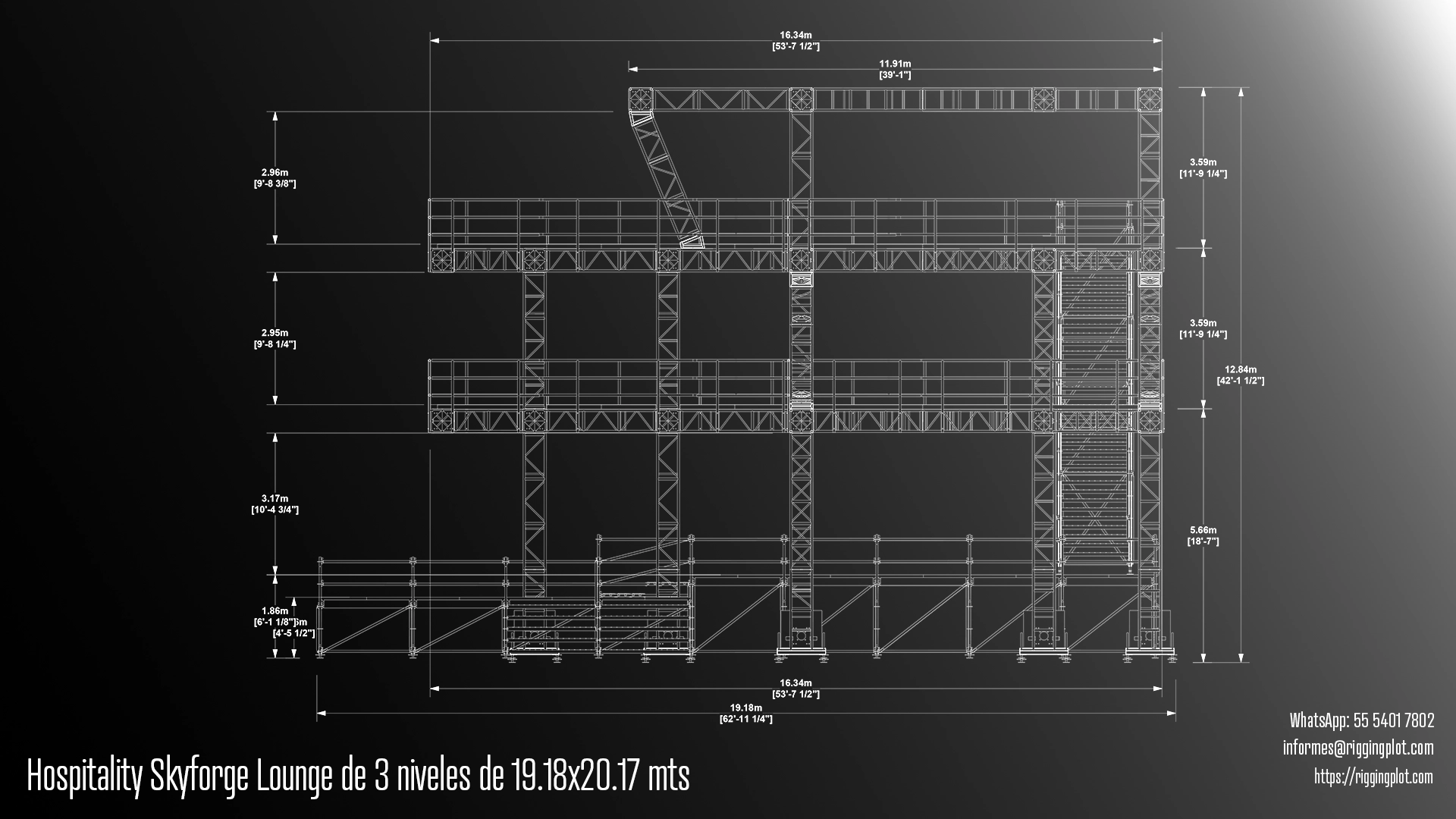 HOSPITALITY MD DE DOS NIVELES CON HUELLA DE DESPLANTE DE 19.18X20.17 MTS, ALTURA TOTAL DE 12.84 MTS