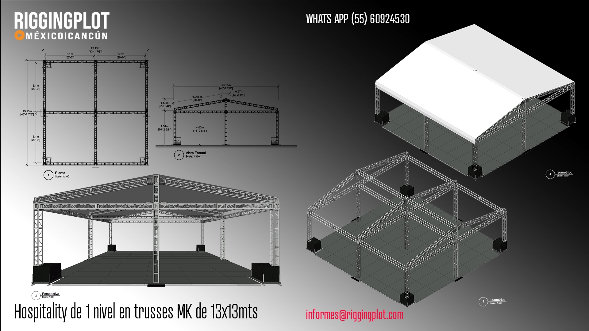 ficha técnica HOSPITALITY POLIGONAL 15 METROS CON CUBIERTA LOSBEGER
