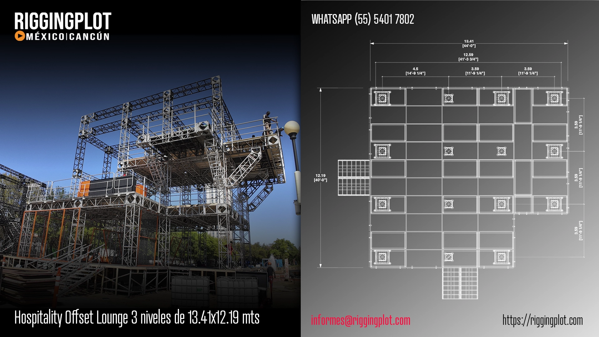 HOSPITALITY MD DE DOS NIVELES CON HUELLA DE DESPLANTE DE 13.41X12.19 MTS, ALTURA TOTAL DE 13.23 MTS