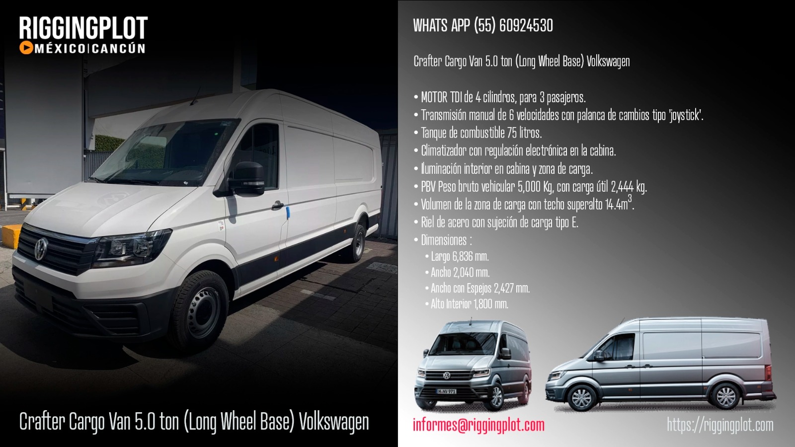 RENTA DE CRAFTER CARGO VAN 5.0 TON PARA TRANSPORTE DE ESTRUCTURA, EQUIPO DE ILUMINACIÓN, AUDIO Y VIDEO